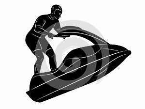 silhouette of jetski rider, vector drawing