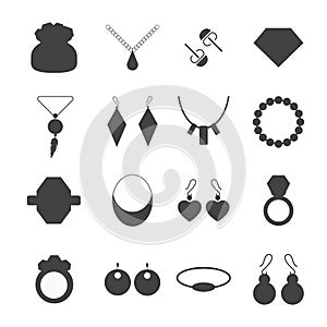 Silhouette jewelry accessories vector.