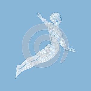 Silhouette of a Jumping Man. 3D Model of Man