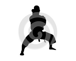 Silhouette of a karateka in a stance