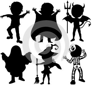 Silhouette Kids Halloween Costume Isolated