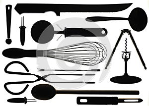 Silhouette of Kitchen Utencils