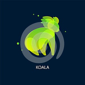 Silhouette of koala in gradient color style. Save animals in Australia concept banner.