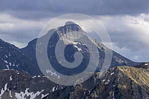 The silhouette of the Krywan peak in the Slovak High Tatras