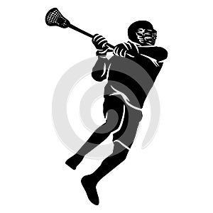 Silhouette lacrosse player for illustration or shadow background photo