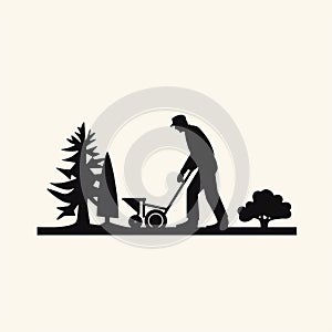 Silhouette Of A Landscaper: Isotype Style Pictogram By Gerd Arntz