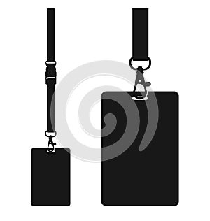 Silhouette of lanyard with neckband. Flat color symbol.