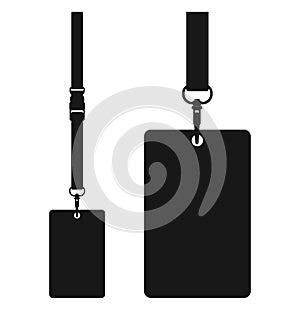 Silhouette of lanyard with neckband. Flat color symbol.