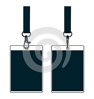 Silhouette of lanyard with neckband. Flat color symbol.