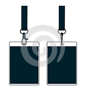 Silhouette of lanyard with neckband. Flat color symbol. photo
