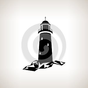 Silhouette lighthouse on a light background