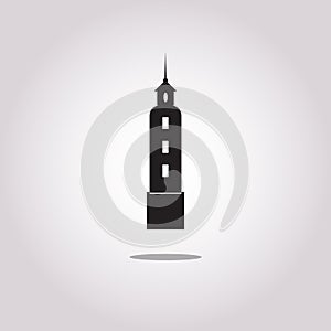 Silhouette lighthouse on a light background , black and white vector illustration