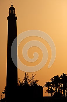 Silhouette of Lighthouse in Maspalomas