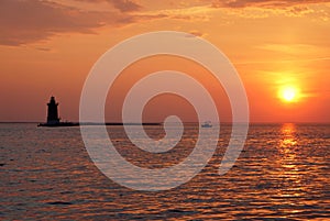 Silhouette of the lighthouse during sunset at Cape Henlopen State Park, Lewes, Delaware