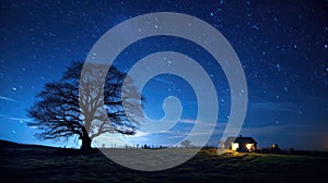 silhouette lights at night