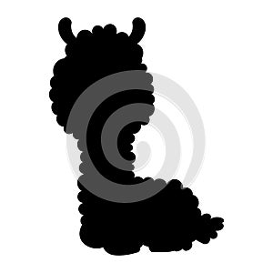 Silhouette Llama. Alpaca. Black hand drawn. Vector illustration.