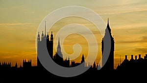 Silhouette of London - Houses of Parliament & Big