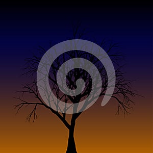 Silhouette of a lone tree. Vector illustration eps10