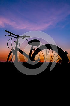 Silhouette a lonely bike