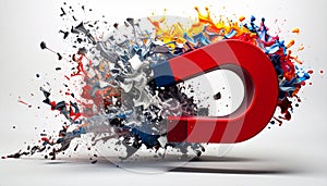 Silhouette of Magnet with Iron Filings. Science concept. Generated Image