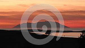 Silhouette of a magnificent island seen from afar