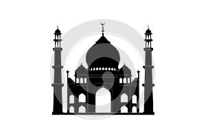 Silhouette of Majestic Mosque with Minarets. Vector illustration design photo