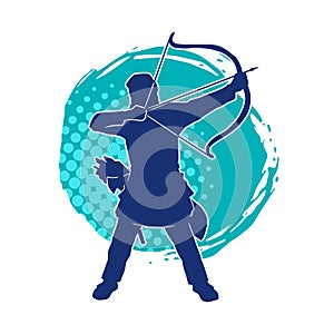 Silhouette of a male archer warrior in action pose.