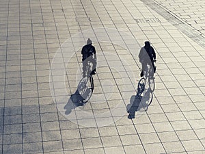 Silhouette man on bicycle outdoor Urban lifestyle