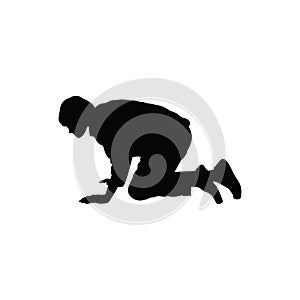 silhouette of man crawling. Vector illustration decorative design