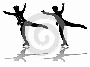 Silhouette man figure skater, vector illustration