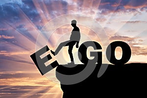 Silhouette of a man gets rid of the ego as a bad habit