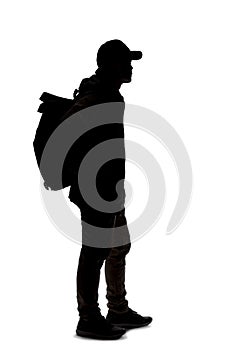 Silhouette of a Man Hiking or Exploring