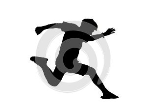 Silhouette man jump action on white background