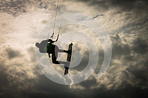 The silhouette of the man jumped to the sky, Split, Croatia