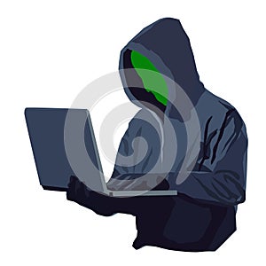 Silhouette of a man at a laptop