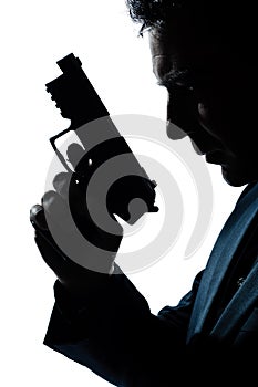 Silhouette man portrait with gun