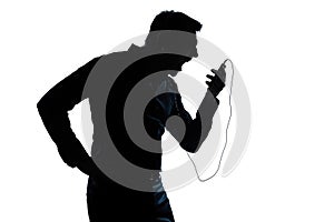 Silhouette man portrait telephone videophone photo