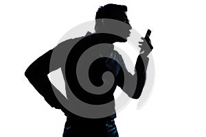 Silhouette man portrait telephone videophone photo