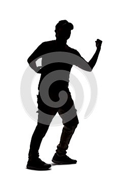 Silhouette of a Man Punching Something