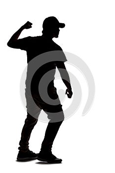 Silhouette of a Man Punching Something