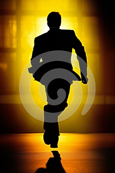 Silhouette of a Man running fast away