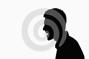 Silhouette of man screaming.