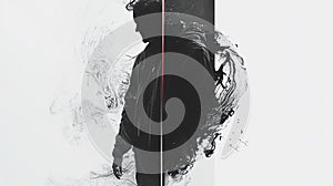 Silhouette of a man split between light and shadow