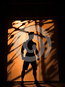 A silhouette of a man standing in front of an open door, AI
