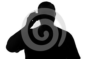 Silhouette of a man with symbol of apple phone
