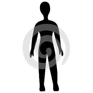Silhouette of a man. Vector illustration. Outline on an isolated background. Front view. Pattern in the shape of a man.