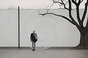 silhouette of a man walking in the citysilhouette of a man walking in the citybusinessman walking on a modern office building