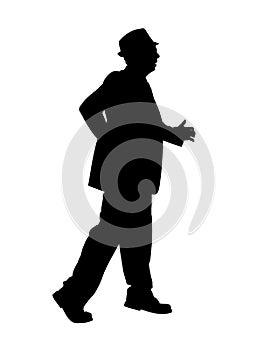 Silhouette of a Man Walking Fast