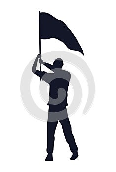 silhouette man waving flag