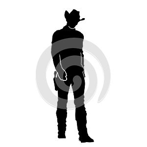 Silhouette of a man in wild west cowboy costume.